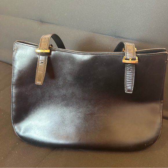 Authentic Celine Paris Shoulder School Work Bag Black Leather Gold Made In Italy - Picture 2 of 16